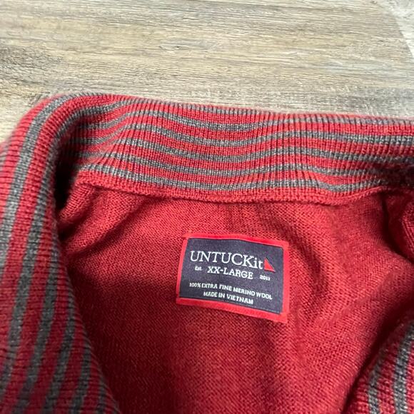 Untuckit Belguardo Mens 2XL Extra‎ Fine Merino Wool Quarter Zip Pullover Sweater - Picture 3 of 8